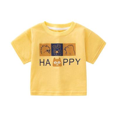 Cartoon Round Neck Short-Sleeve T-Shirt for Infants & Toddlers, Unisex Baby Top