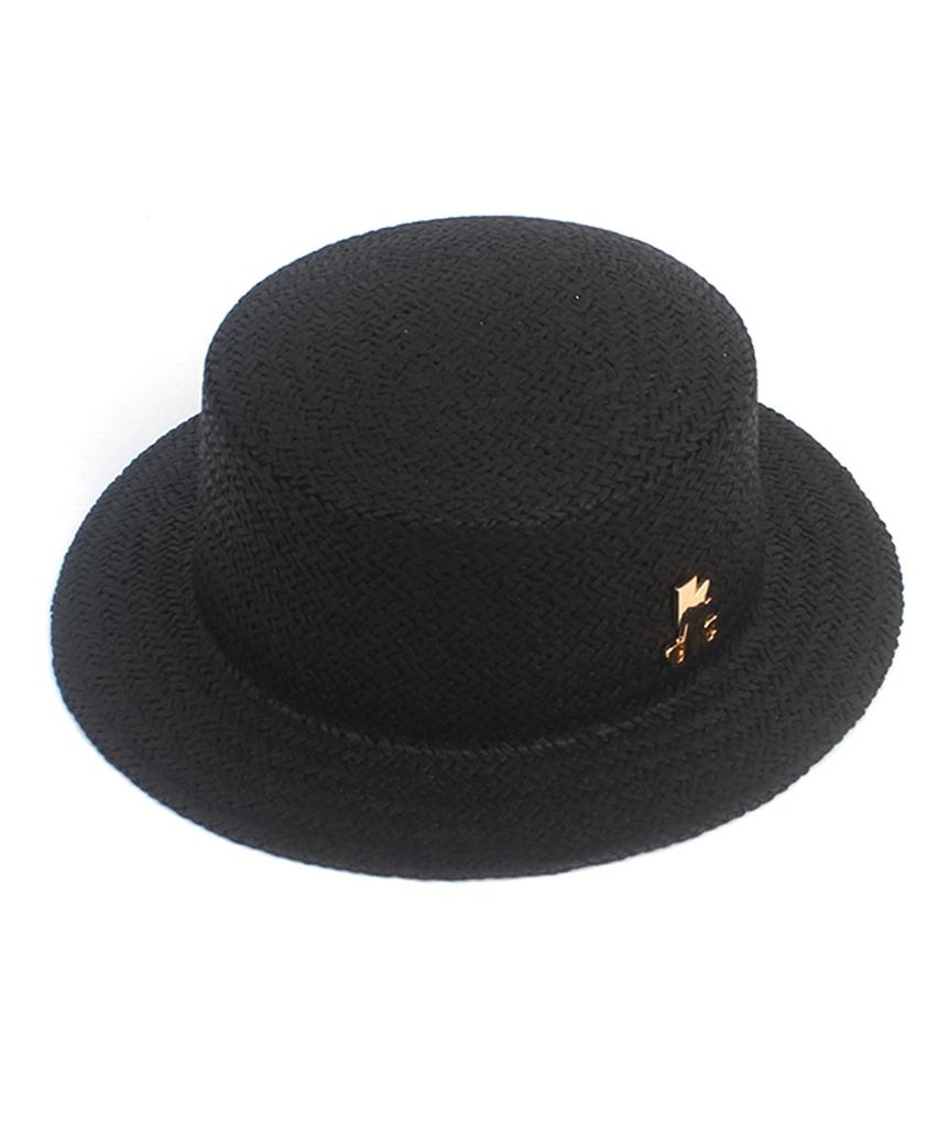 Yunibeosyeolkemiseuteuli Simple Black Short Panama Hat Summer Hat