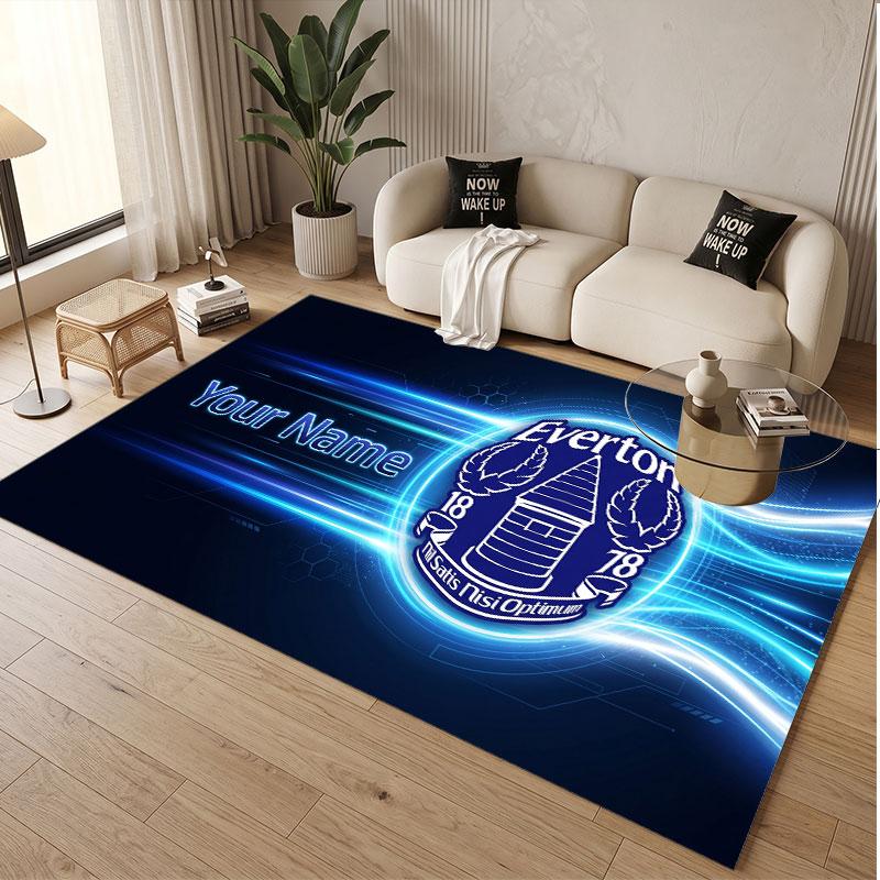 Custom Rug Everton FC Pattern Print Name Text Soft Non‑Slip Floor Carpet for Home Indoor Decoration
