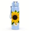 1PC Bright Sunflower Bloom 750ml Color Plastic Sports Water Bottle Leakproof Flip Straw Lid For Sports Office Home Use