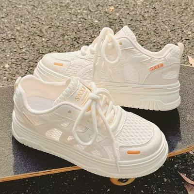 Sommer vielseitig atmungsaktive Mesh weiße Schuhe Kinder neue Schuhe dünne Sohlen innere Absatzhöhung Freizeit Board Schuhe