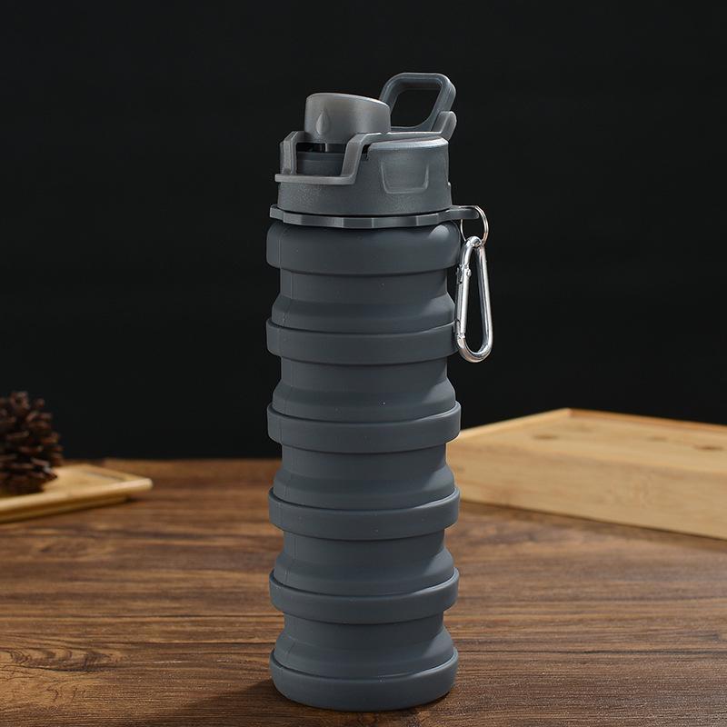 Compact Silicone Foldable Water Bottle - 500ml Portable Sports Bottle for Outdoor Activities
