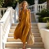 Summer Dress for Women Casual Deep V Neck Halter Sleeveless Long Dress Beach Vacation Flowy A-line Dress with Pockets