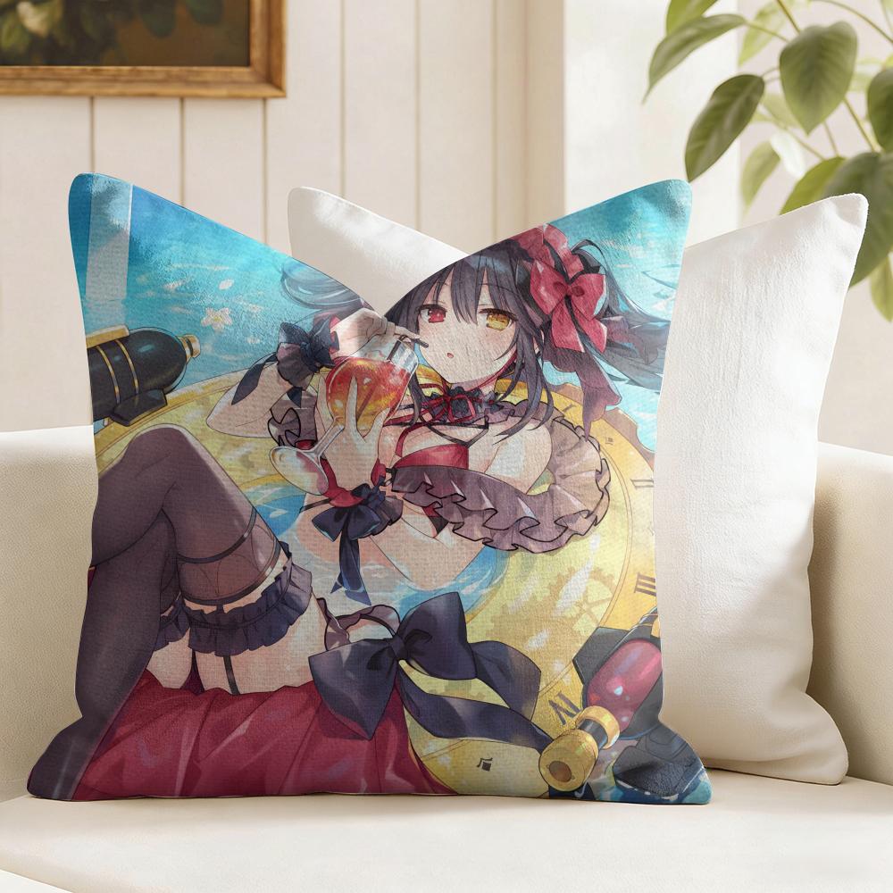 TTokisaki Kurumi Cushion Cover Natural Linen Double Sided Print Throw Pillow Case for Sofa Couch Home Decor
