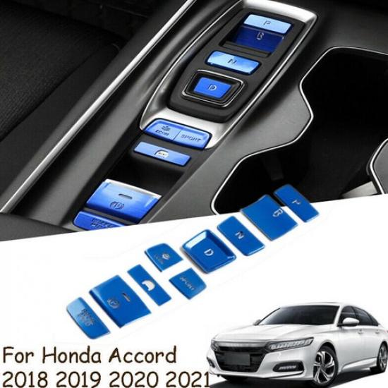 for Honda Accord 2018- Interior Gear Shift Box Panel Button Cover Trim Blue