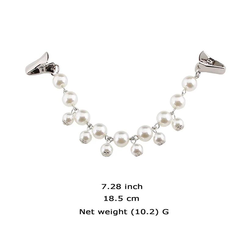 1Pcs Duck Clips Flexible Beaded Pearl Pin Brooch Cardigan Collar Clip Buckles Clothing