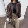 Kragen, Jacke mit langem Reißverschlussärmel, Neuer Stil 2025, Modisch, Feminin, Temperamentvoll, Pendeln, Straße, Lockere Jacke