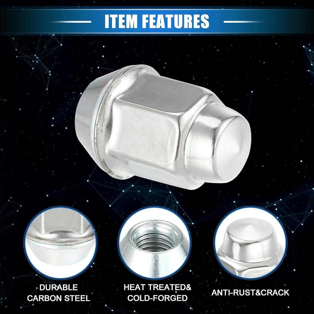 5 Pcs Wheel Lug Nuts Compatible for Chevrolet Malibu Impala for Buick Encore, Durable M12 x 1.5 Carbon Steel Silver Tone Tire Lugnuts