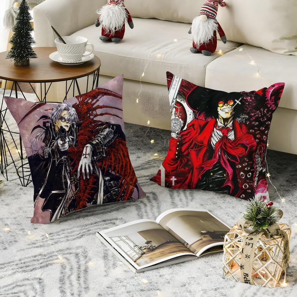 Anime Cool Hot H-Hellsings Pillow Case Anti-dustmite Pillow Invisible zipper silky short plush Sofa cushion cover