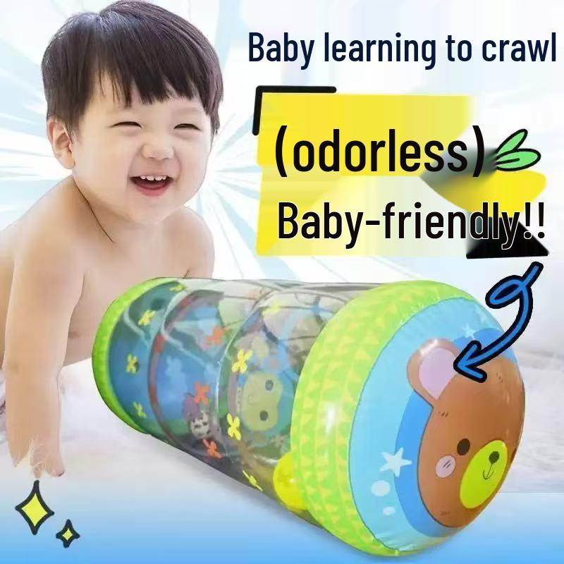 Infant Inflatable Crawling Roller with Bell: Walking Guide & Early Education Toy for 6-12 Months