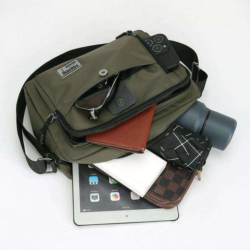 Crossbody Bag Men's Multi-Layer Zipper Coin Purse Outdoor Commuter Business Travel Shoulder Bag