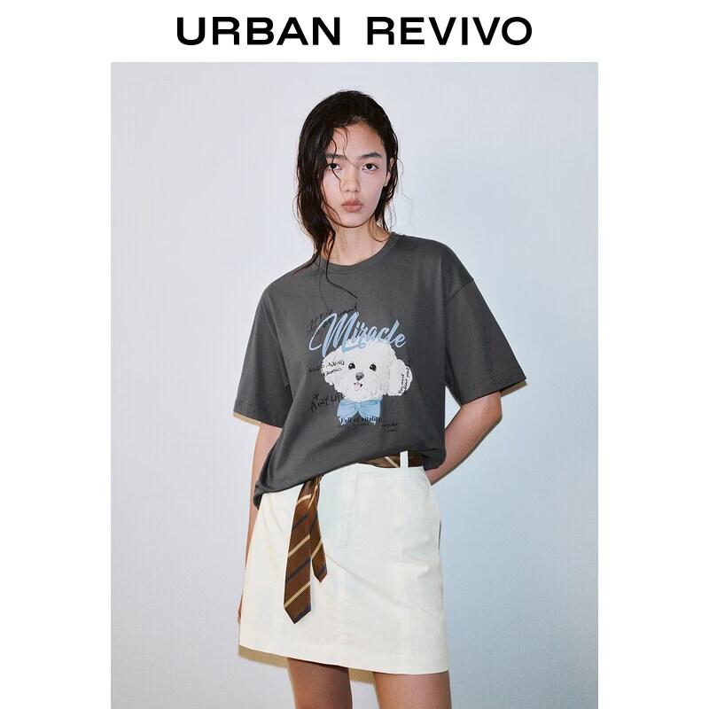 UR2026 Women s Puppy Print Cotton Short Sleeve T-shirt S