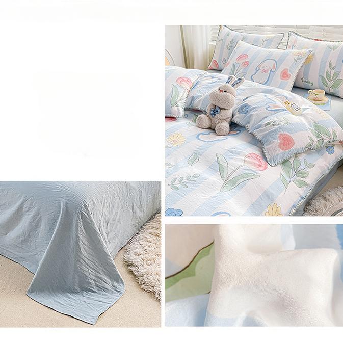 Kleines, frisches vierteiliges Set aus gewaschener Baumwolle vom Typ A für Mutter und Baby, dreiteiliges Set aus reiner Baumwolle, vierteiliges Set aus reiner Baumwolle, Bettlaken-Bettbezug