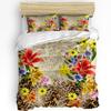 Flowers And Leopard Print Bedding Set 3pcs Boys Girls Duvet Cover Pillowcase Kids Adult Quilt Cover Double Bed Set Home Textile