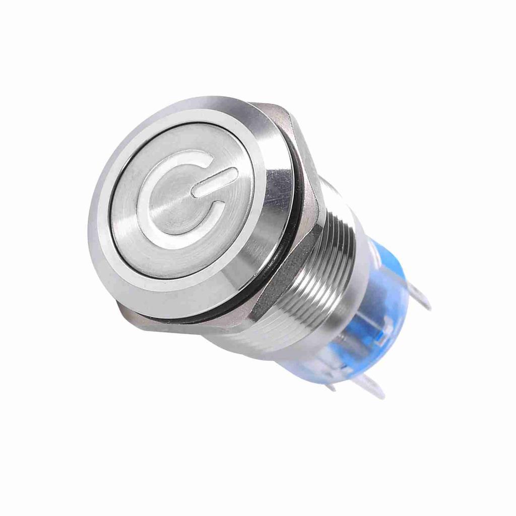 19mm 12V24V Waterproof Stainless Selflocking  ing Push Button Power   Red LED