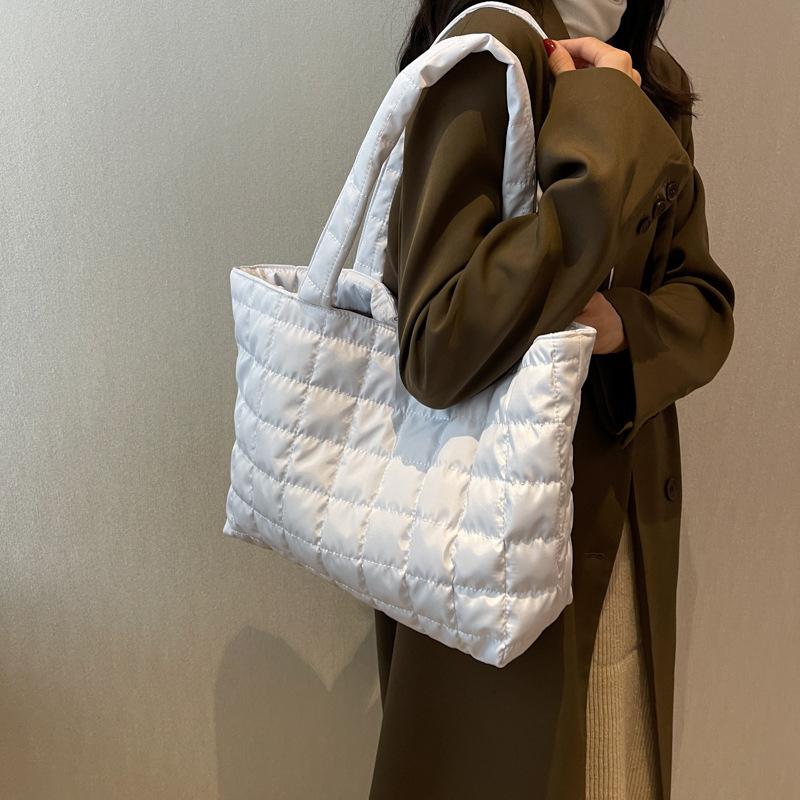 Große Kapazität Winter Schultertasche Damen Einfarbige Handtaschen Cott Lässige Shopper-Tasche Für Damen Fashi Oberer Griff Tasche bolsa