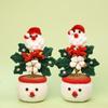 Handcrafted Crochet Christmas Decor Set - Santa Figurine Planter With Mini Bouquet Desk Tabletop Holiday Display