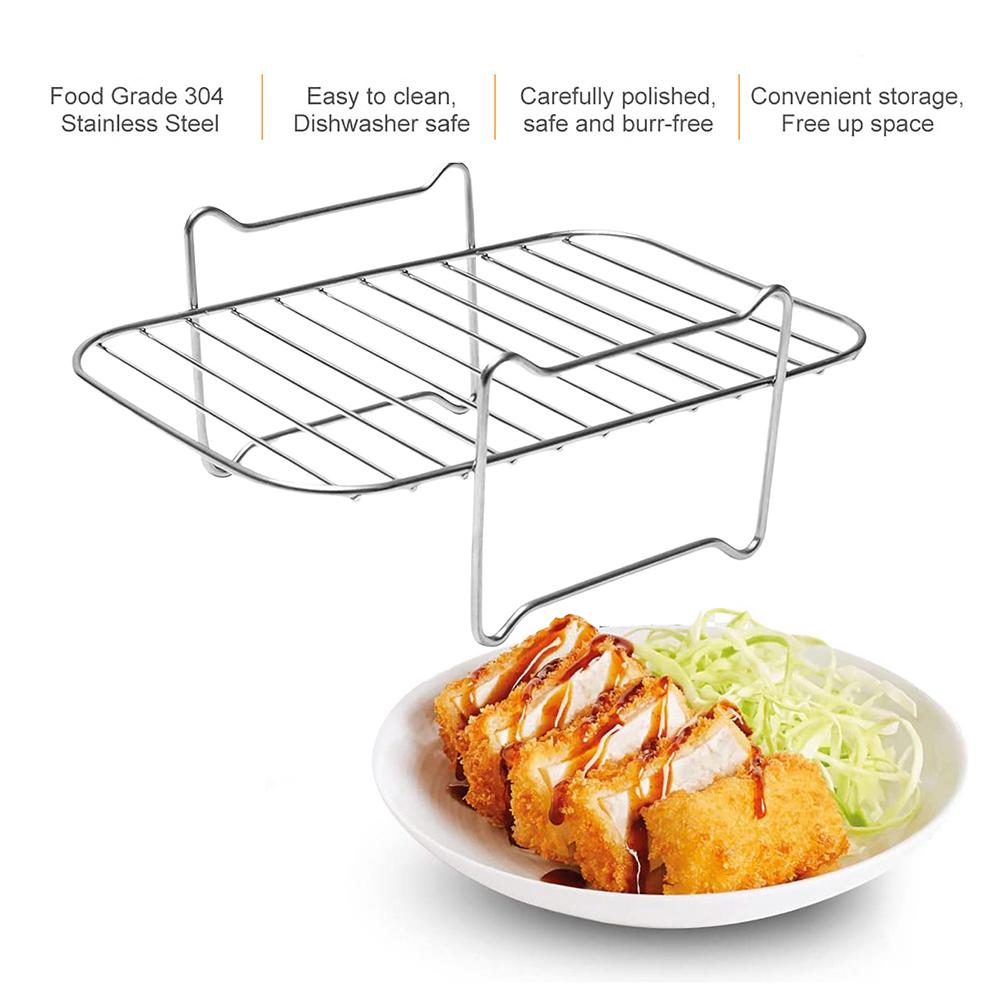 Air Fryer Rack for Dual Air Fryer Stainless Steel Food Dehydrator Rack Toast Rack Grill Air Fryer Accessories