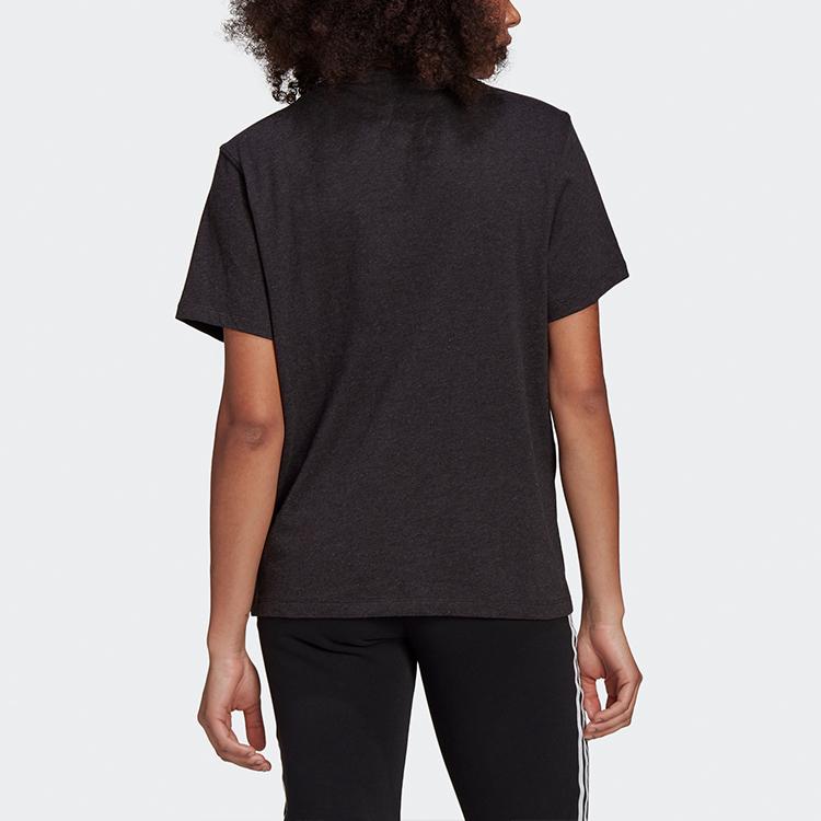 Adidas Originals Trefoil Logo Embroidered Sports Round Neck Printed Casual Short Sleeve T-Shirt Women tops Black GN4338