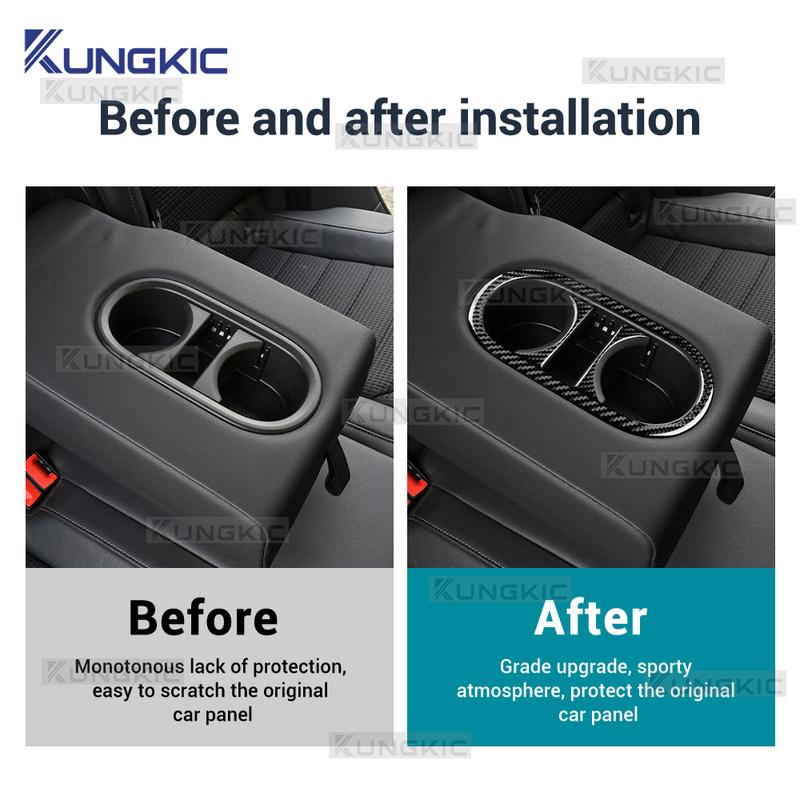 Do Seat Ateca 5F 2016 2017-2025 Do Cupra Ateca 5F 2018-2025 Prawdziwy Miękki Włókno Węglowe Naklejka Wykończeniowa Uchwytu na Napoje w Tylnym Otworze Samochodu