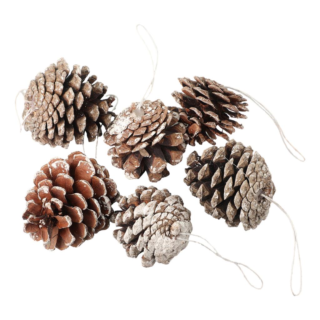 Christmas Decoration Fake Pine Cone Bedroom Garden Home Party 6pcs DIY Easy To Carry Exquisite Natural Wood Powder