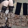 Sexy Girl Leopardenmuster Beinwärmer Socke Winter Warm Harajuku Japanisch Vintage Mehrlagig Gestapelt Wadenstrümpfe Netz Stiefelsocken Bündchen
