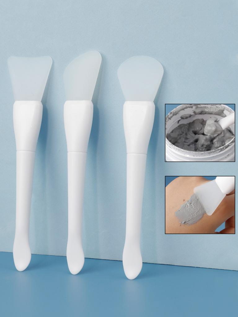 New product with digging spoon double head silicone mask brush silicone soft head mud mask brush digging apply makeup remover c