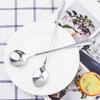 Coffee Spoon Stainless Steel Round Tea Dessert Sugar Stirring Spoon Long Handle for Cafe Kitchen
