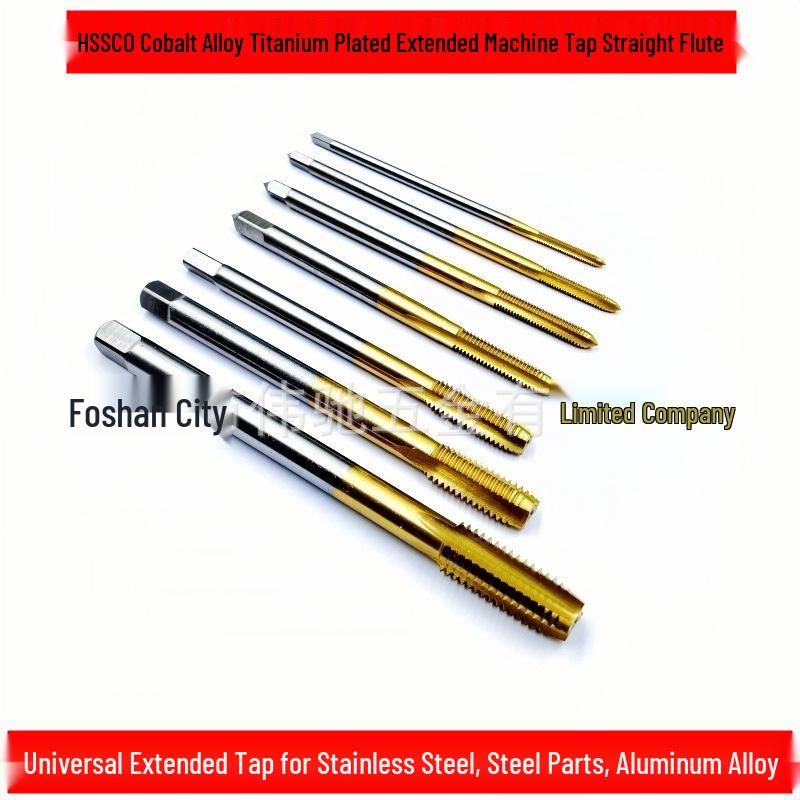 HSS Cobalt Alloy Titanium Coated Machine Tap for Stainless Steel M3 Titanium Coated M3*90L (Extended Straight Flute)