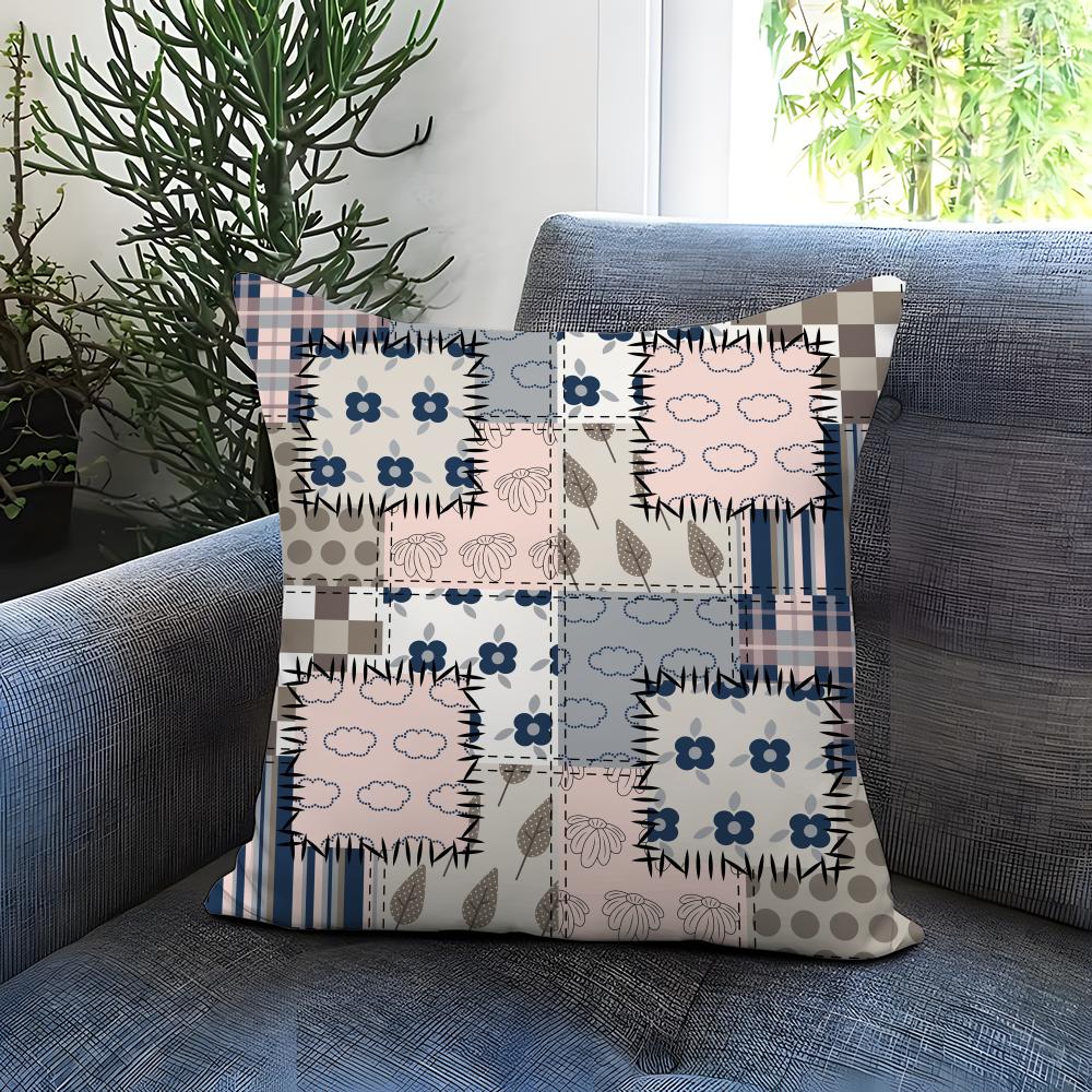 

Hot C-CColorful Patchwork Pattern Cushion Cover Comfortable Reversible Pillow Cover Ideal for Car Sofa Bedroom & Beyond 30cmx30cm