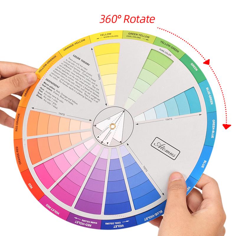 Paper Card Color Mixing Wheel Ink Round Central Circle Rotates Tattoo Nail