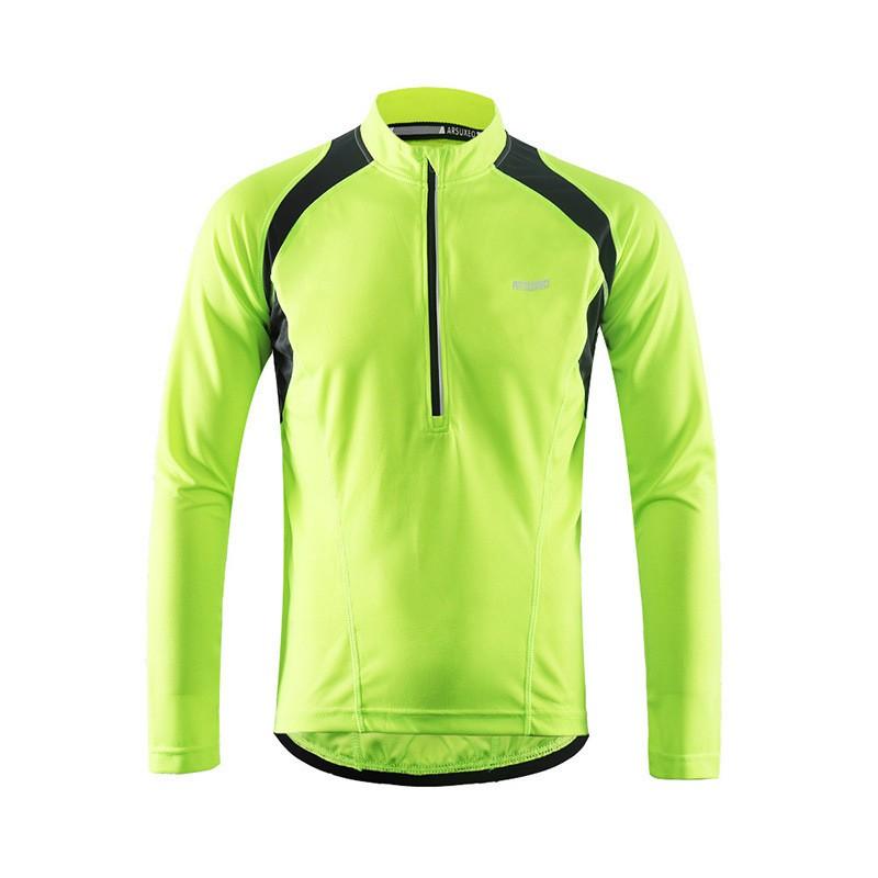 Men Women Quick Dry Cycling Jersey Long Sleeve Mountain Bike Top Breathable Half Zip Sportswear