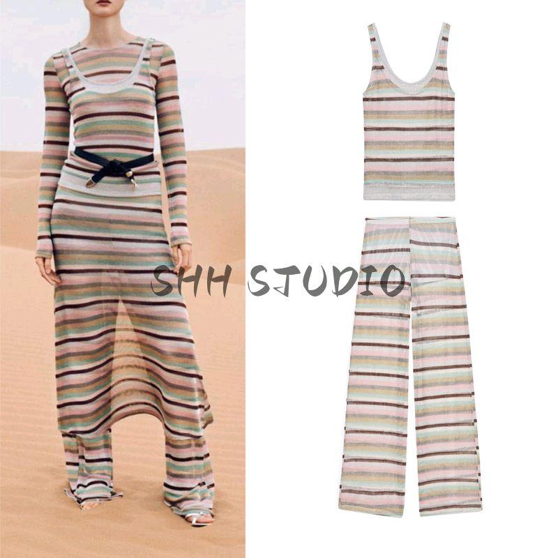 Metal Color Line Stripe Top 1131817 Casual Trousers 1131819 Long Dress 1131816