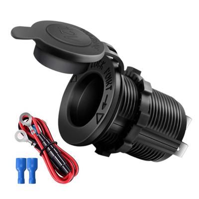1PC Car Cigarette Lighter Socket 12V-24V Waterproof Plug Power Outlet Adapter for Marine Boat Motorcycle Truck RV ATV with Wire D5