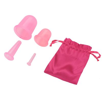 4pcsset Silicone Vacuum Body Massage Helper Anti Cellulite Massager Cups Cupping (Pink)