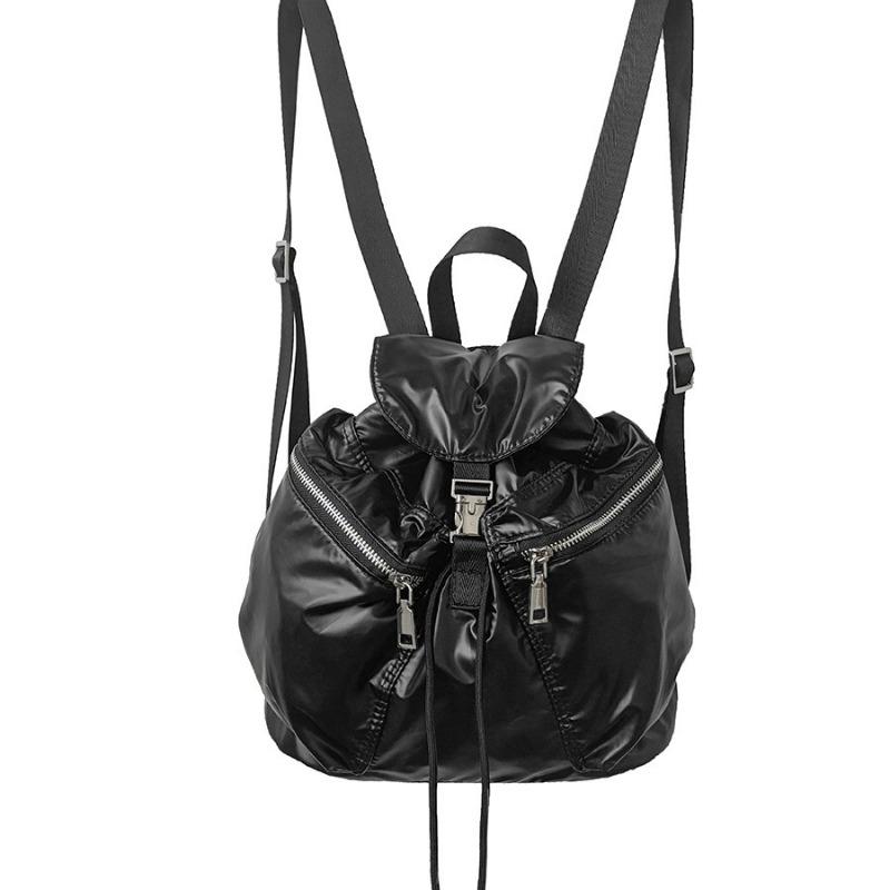 Flip pull rope bundle backpack simple female senior college student class commuter backpack