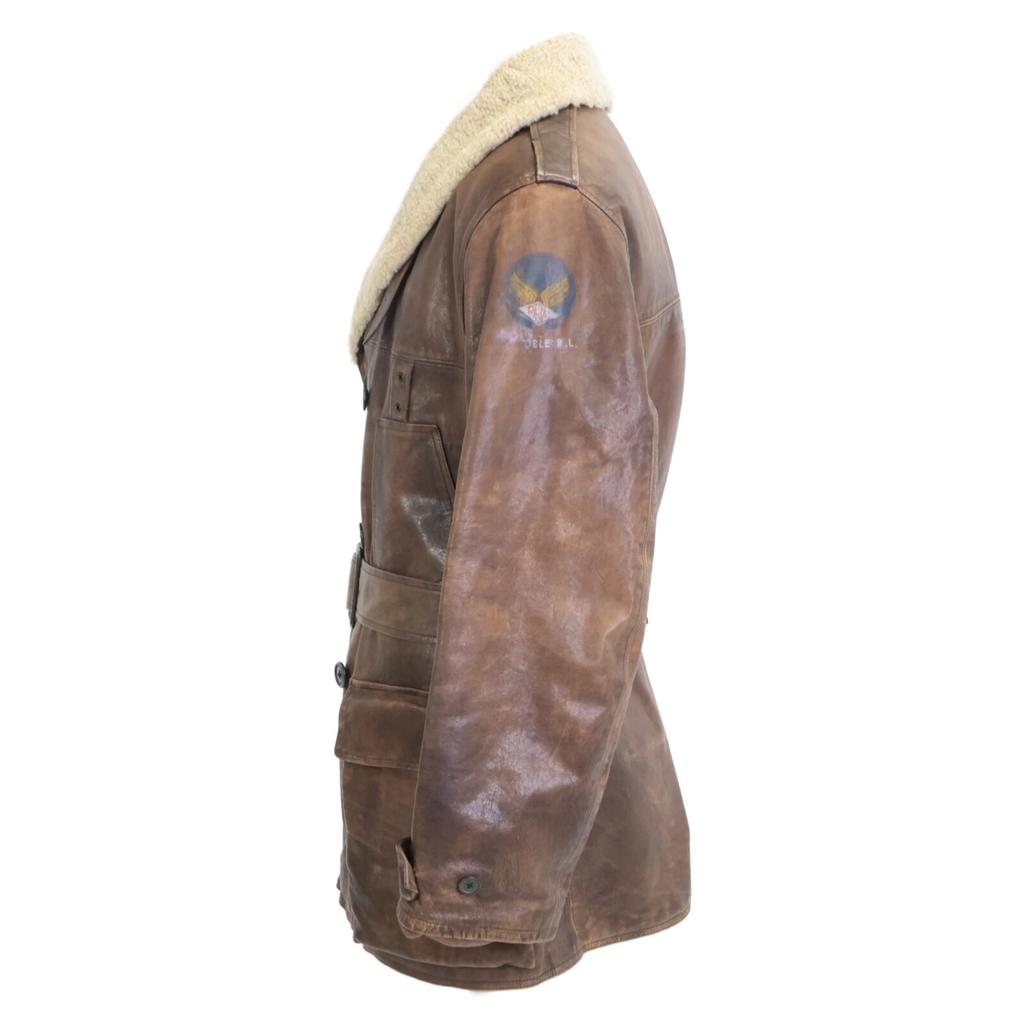 RRL [BYRD EXPDITION] Cowhide Shearling Lambskin Double-Breasted Flight Car coat M BrownUsed