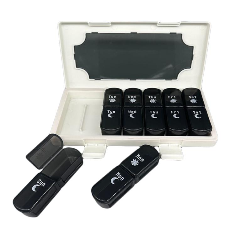 Отделения Коробка для выдачи лекарств Еженедельная Утро Вечер Коробка для выдачи таблеток Дорожная Портативная Пылезащищенная Классифицированное Хранение