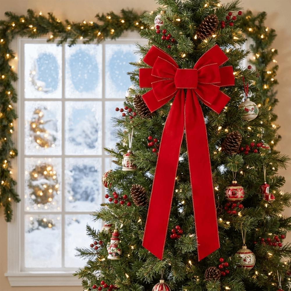 3D Christmas Tree Topper Elegant Bowknot Hanging Pendant Christmas Bow Decoration Home Decoration