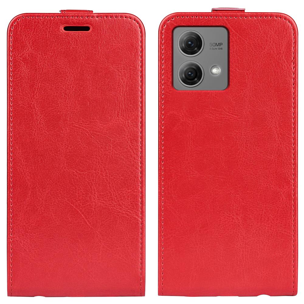 

For Motorola Moto G84 5G Case Crazy Horse Texture PU Leather Phone Cover with Card Slot Red
