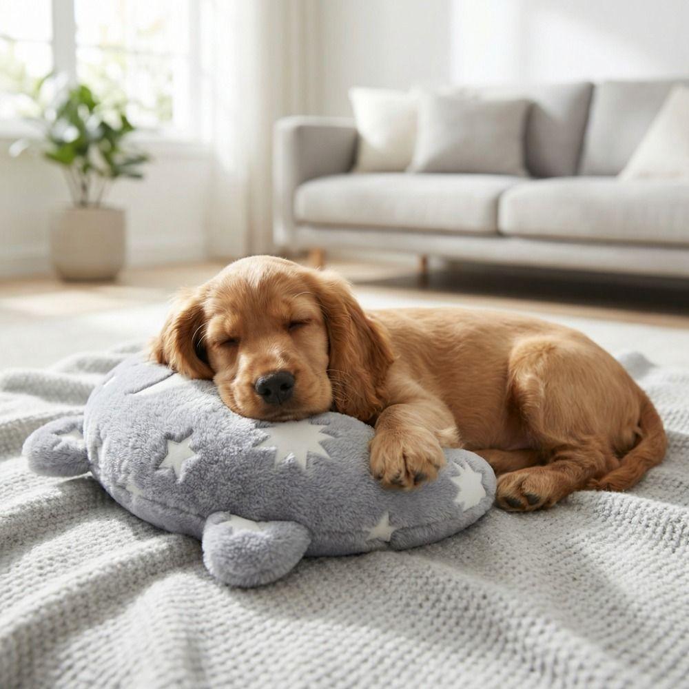 Plush Cat Glowing Pillow Moon Star Dog Sleep Mat Cartoon U-Shaped Pet Pillow  Indoor