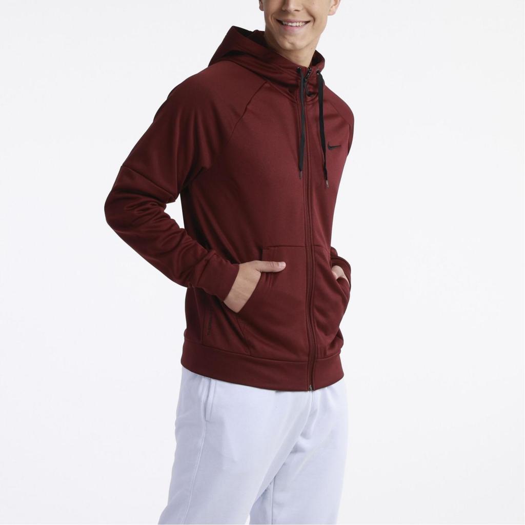 Nike Therma-Fit Full-Zip Fitness Top Logo Print Hooded Jacket Men Jackets Red DQ4830-681