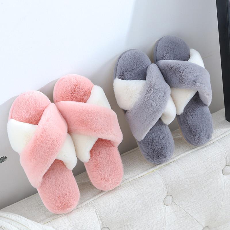 Cross-band color-blocking floor mat spring and autumn warming fashion simple home shoes