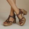 Summer New Solid Color Fish Mouth Block Heel One Line Buckle High Heel Casual Women's Sandals