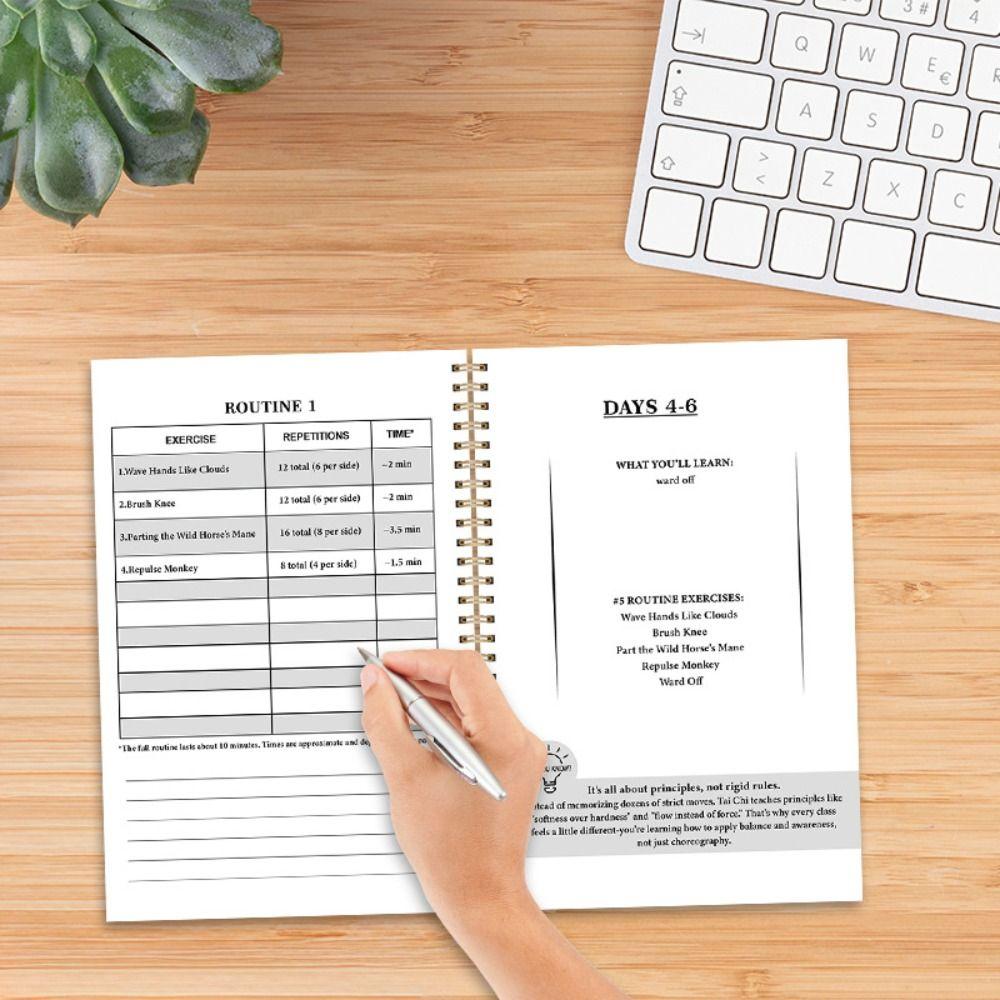 Afvallen Tai Chi Oefenboek Geïllustreerde Progressieve Planner Dagboek Senioren