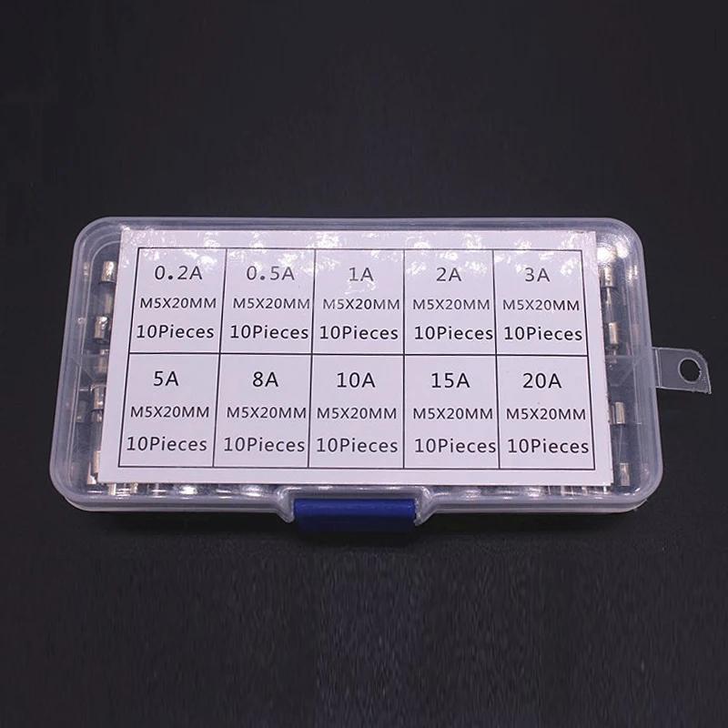 

100/72pcs Fast-blow Glass Tube Fuses Quick Blow0.5-30A 0.2-20A Car Glass Tube Fuses Assorted Kit Amp with Box Assortment Kit