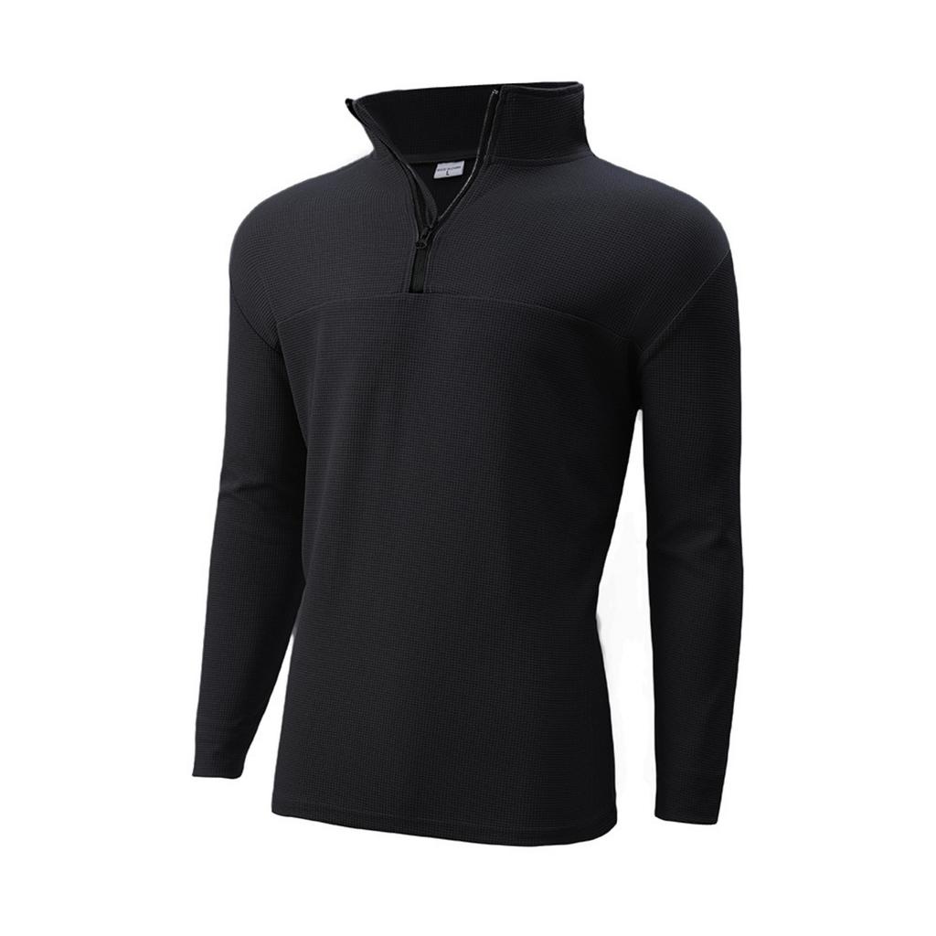 Men's And Women's Casual -color Long-sleeved T-shirts, Men's Sporty Breathable Stand-up Collar Half-zipper Top
