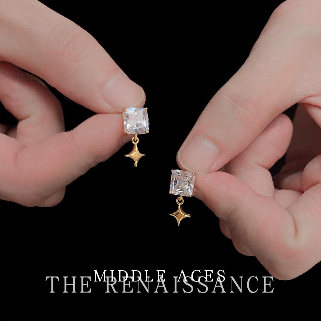 Geometric Sugar Cube Zircon Stud Earrings Mangstar Earrings Sweet Cool Ear Jewelry