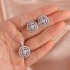 ZAKOL Fashion Multi Layer Round Circle Zircon Earrings Necklace For Women Luxury Wedding Party Accessories Gift