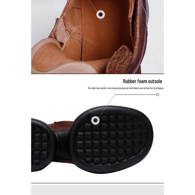 2024 Autumn/Winter Women's Retro Handmade Thick-Soled High-Top Leather Shoes